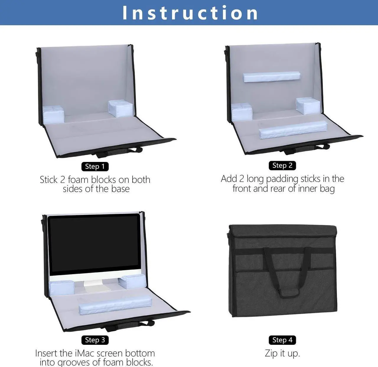 Alt view image 5 of 5 - Damero Carrying Tote Bag Compatible with Apple 27" iMac Desktop Computer, Travel Storage Bag for iMac 27-inch and Other Accessories, Black