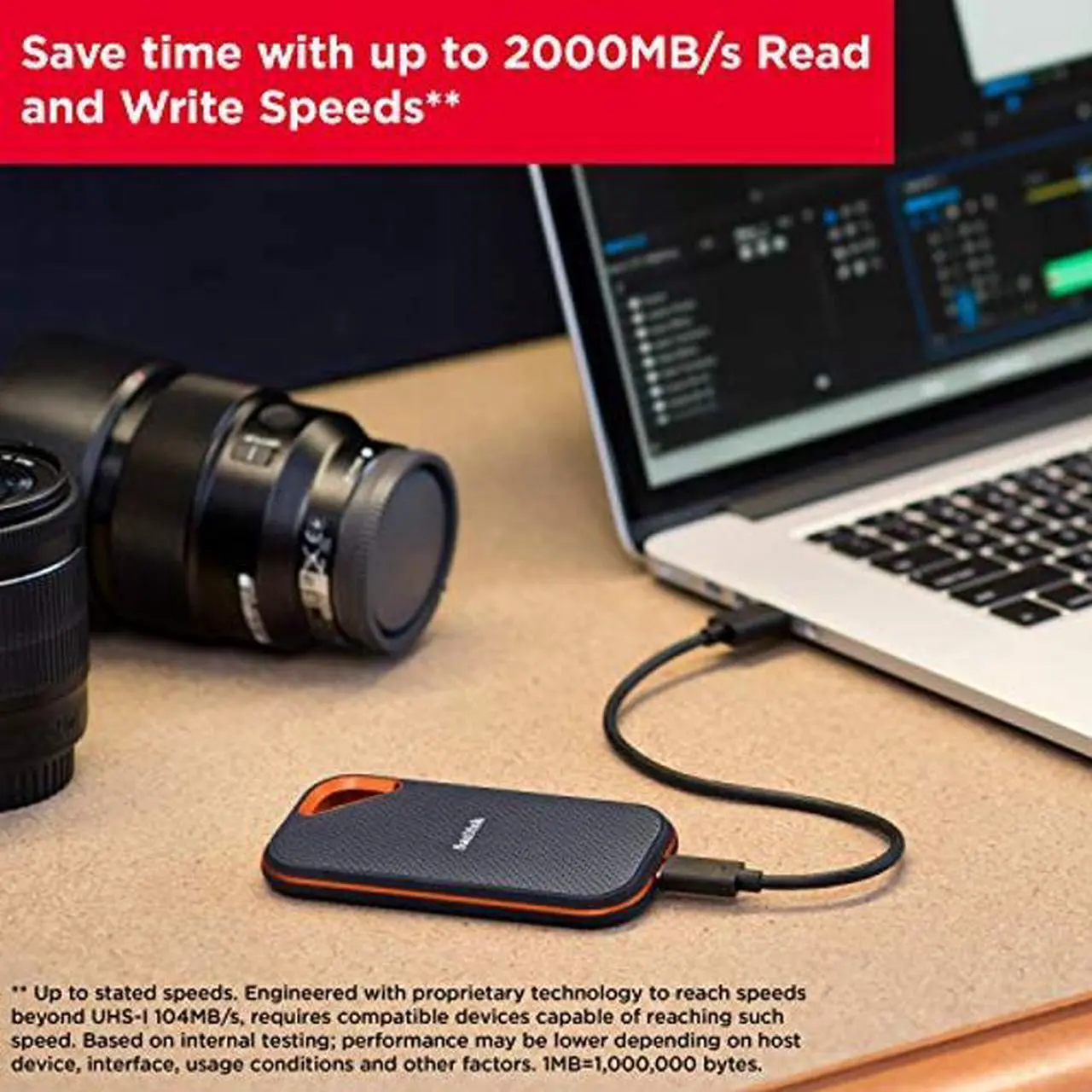 Alt view image 4 of 5 - SanDisk 1TB Extreme PRO Portable SSD - Up to 2000MB/s - USB-C, USB 3.2 Gen 2x2, IP65 Water and Dust Resistance, Updated Firmware - External Solid State Drive - SDSSDE81-1T00-G25