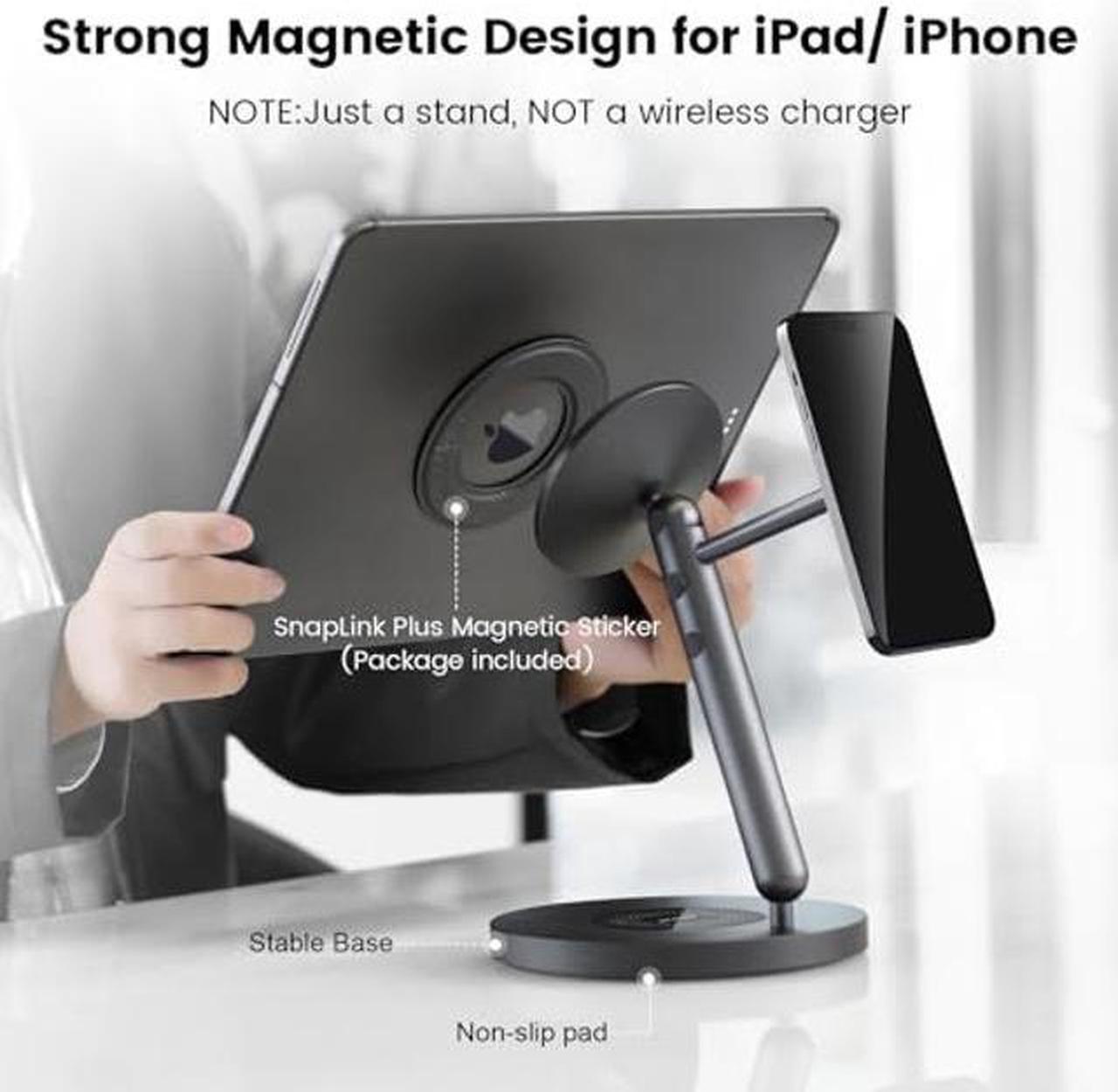 Alt view image 2 of 5 - Nillkin iPad Magnetic Stand with Magsafe Ring,360deg Rotating iPad Mount Stand for iPad, Reader,iPhone,Headphone, Adjustable iPad Tablet Stand Aluminum - Ideal Desk Setup Stand for Work,Live