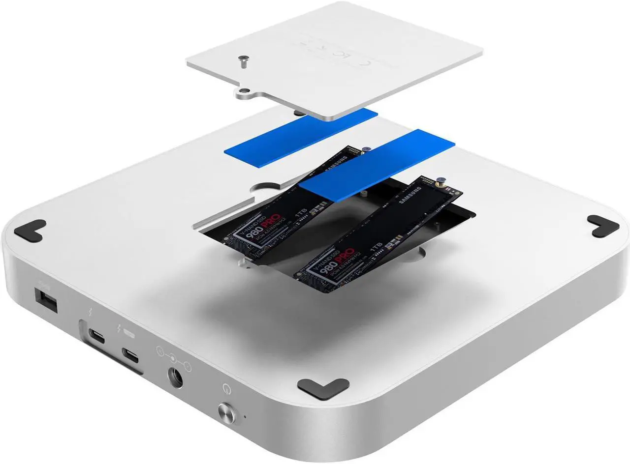 Alt view image 4 of 5 - Super Thunderbolt 3 Dock for Mac Studio&Mac Mini, Dock Station with Dual NVMe Slot (Up to 2800Mbps),4X USB 3.1 Port(10Gbps), CFexpress/TF/SD Card Readers,Support Daisy Chain (up to 5 Unit) (Silver)