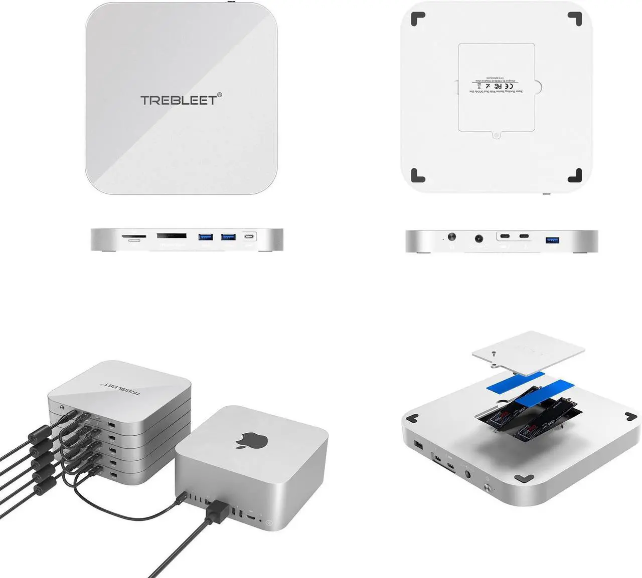 Alt view image 5 of 5 - Super Thunderbolt 3 Dock for Mac Studio&Mac Mini, Dock Station with Dual NVMe Slot (Up to 2800Mbps),4X USB 3.1 Port(10Gbps), CFexpress/TF/SD Card Readers,Support Daisy Chain (up to 5 Unit) (Silver)