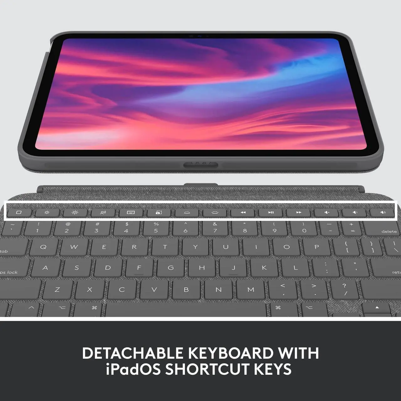Alt view image 3 of 5 - Logitech Combo Touch Detachable 10th Gen iPad Keyboard Case with Large Precision Trackpad, Full-Size Backlit Keyboard, and Smart Connector Technology - Oxford Gray
