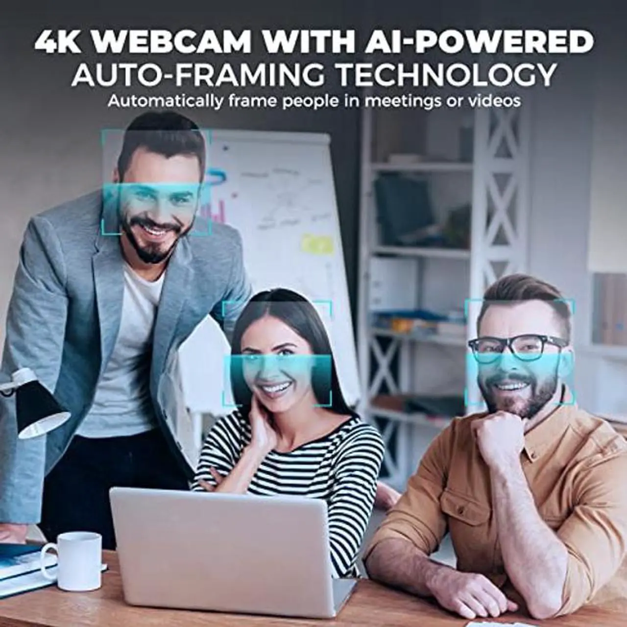 Alt view image 3 of 4 - Vitade 4K Webcam with AI-Powered Framing,Remote Control Web Camera/10X Digital Zoom 30fps cam USB 3.0 HDR/Dual Noise Cancelling Microphones for PC Mac, Streaming, Video Call, Zoom, Skype, Black