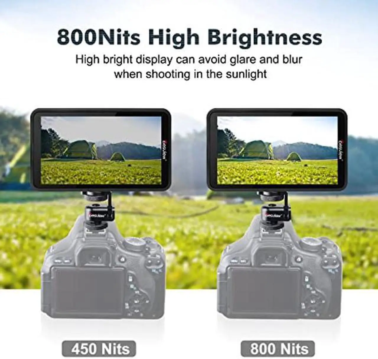 Alt view image 3 of 5 - Desview R5II Camera Monitor, 5.5 inch High Brightness Touch Screen Field Monitor with 3D Lut Full HD 1920x1080 IPS Waveform VectorScope Peaking Focus 4K HDMI 8V DC Input Output for DSLR Camera