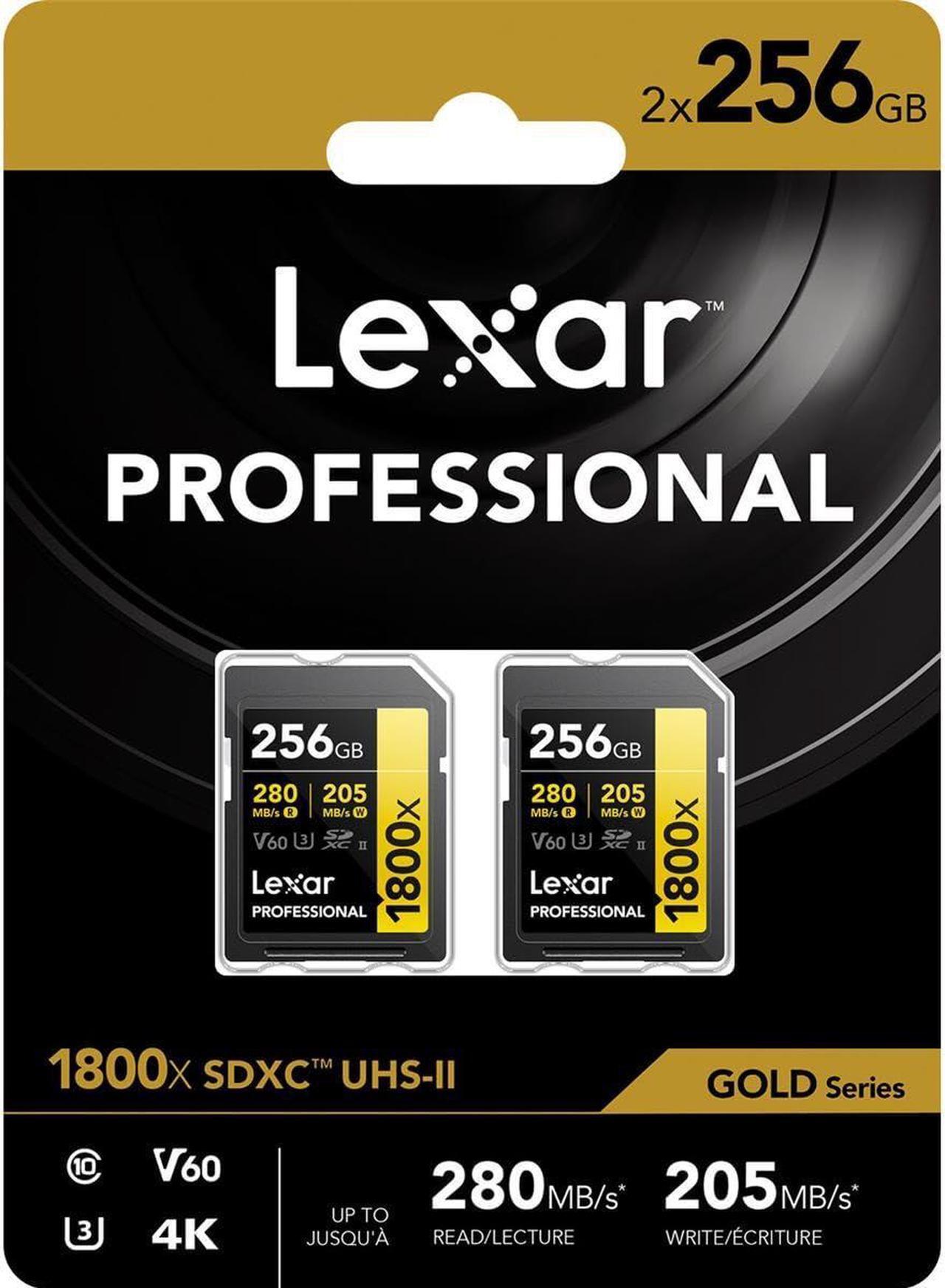 Alt view image 2 of 4 - Lexar Gold Series Professional 1800x 256GB UHS-II SDXC Memory Card, 2-Pack