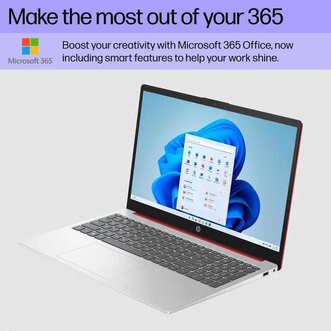 Alt view image 4 of 5 - HP Flagship 15.6 HD Laptop Computer, Intel Quad-Core Pentium N200 (Beat i5-8250U), 16GB RAM, 128GB SSD, WiFi, Webcam, Fast Charge, HDMI, 1 Year Microsoft Office 365, Win 11, w/GM Accessory, Red