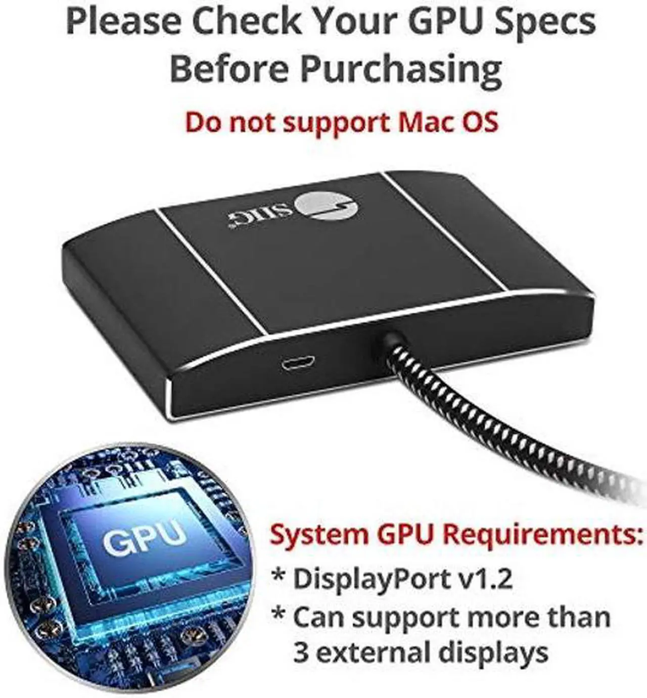 Alt view image 3 of 5 - SIIG 3 Port DisplayPort to DisplayPort MST Hub 4k UHD - 1x3 DP to DP Muti Monitor Splitter - Multi-Stream Transport (MST) Technology - Ultra HD up to 3840x2160 @ 30Hz (4K)
