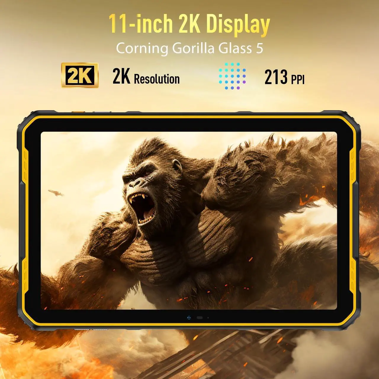 Alt view image 2 of 5 - Ulefone Armor Pad 2 Rugged Tablet, 18600mAh Battery(33W), 11-inch 2K Screen, IP68/69K, 16GB + 256GB + 2TB, 750LM Camping Light, 48MP Waterproof Camera, Dual 4G LTE, Fingerprint ID/WiFi 6/NFC - Orange