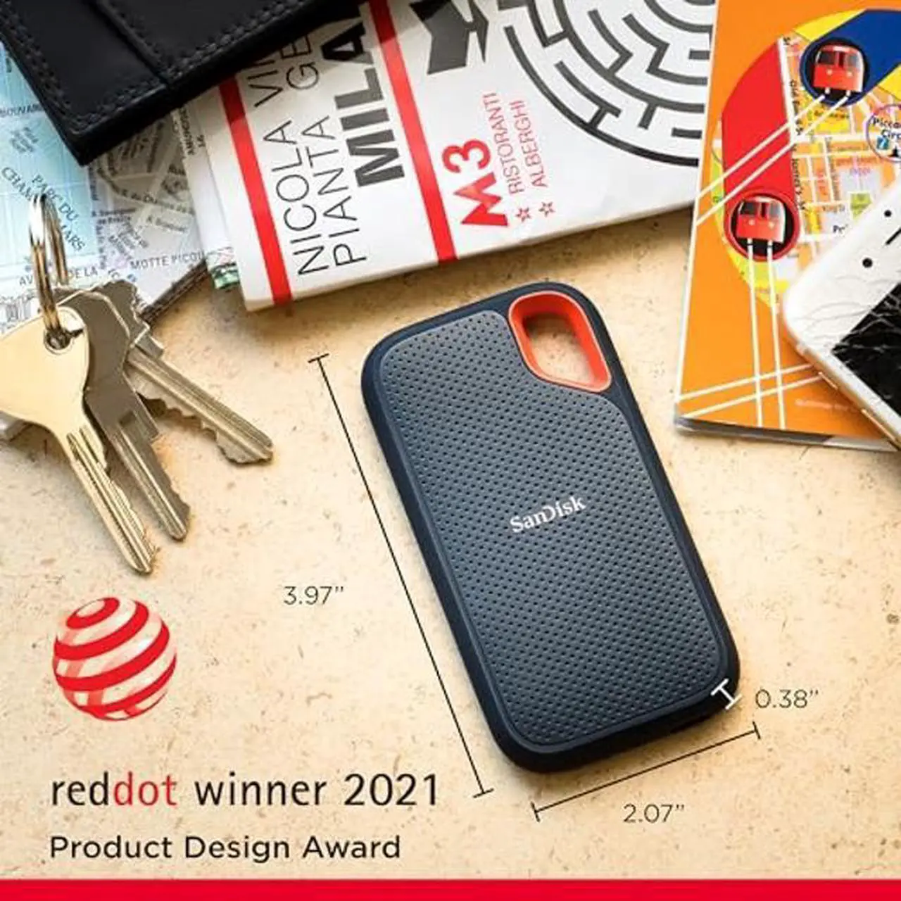 Alt view image 2 of 5 - SanDisk 2TB Extreme Portable SSD - Up to 1050MB/s, USB-C, USB 3.2 Gen 2, IP65 Water and Dust Resistance, Updated Firmware - External Solid State Drive - SDSSDE61-2T00-G25