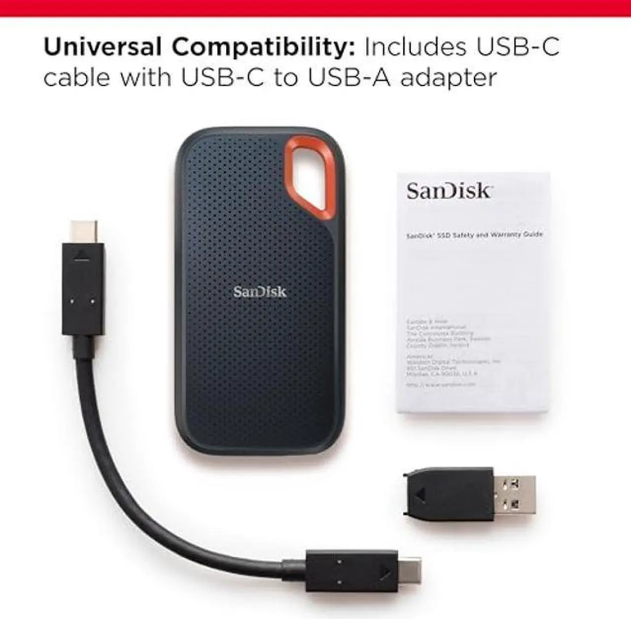 Alt view image 3 of 5 - SanDisk 2TB Extreme Portable SSD - Up to 1050MB/s, USB-C, USB 3.2 Gen 2, IP65 Water and Dust Resistance, Updated Firmware - External Solid State Drive - SDSSDE61-2T00-G25