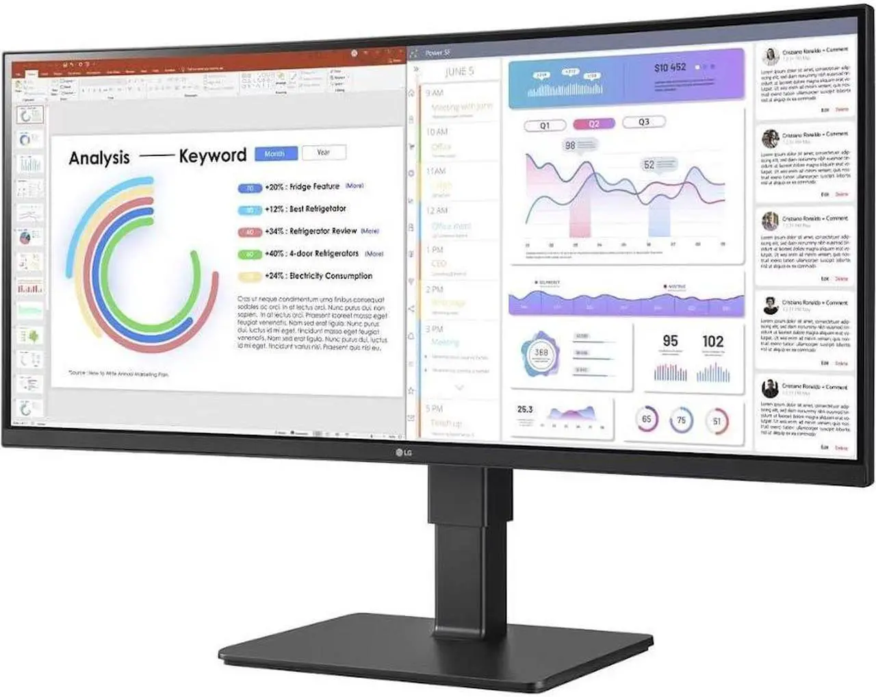 Alt view image 4 of 5 - LG Ultrawide 34BQ77QB-B 34" Webcam UW-QHD Curved Screen LED Monitor - 21:9 - Textured Black