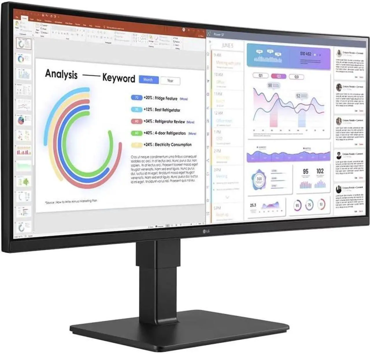 Alt view image 2 of 5 - LG Ultrawide 34BQ77QB-B 34" Webcam UW-QHD Curved Screen LED Monitor - 21:9 - Textured Black