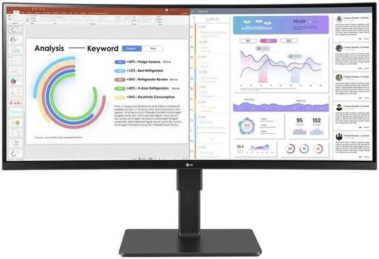 Main image of LG Ultrawide 34BQ77QB-B 34" Webcam UW-QHD Curved Screen LED Monitor - 21:9 - Textured Black