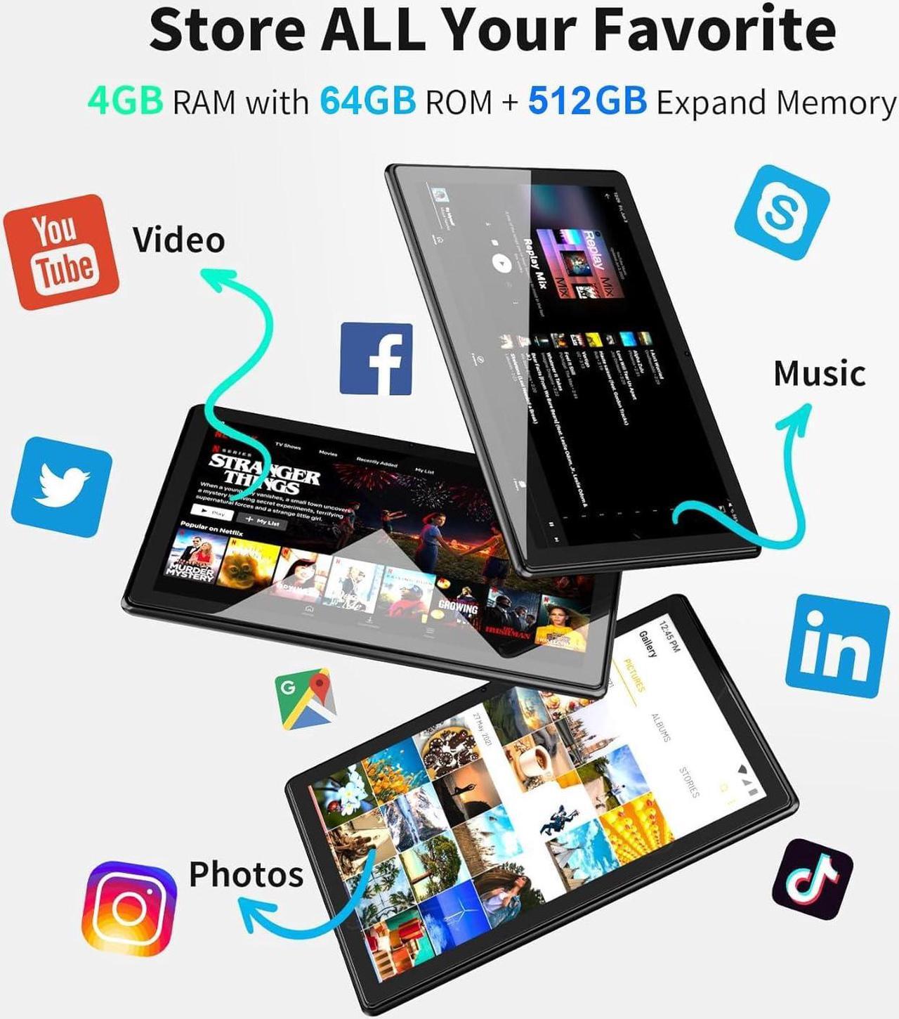 Alt view image 3 of 11 - JIMTAB Android 13 Tablets Octa-Core 10 inch 2 in 1 Android Tablet, 4GB+64GB Gaming Tablet with USB Adapter, Keyboard, Stylus, Tempered Film, GPS, WiFi, Bluetooth, Google Certificated Tablet (Black)