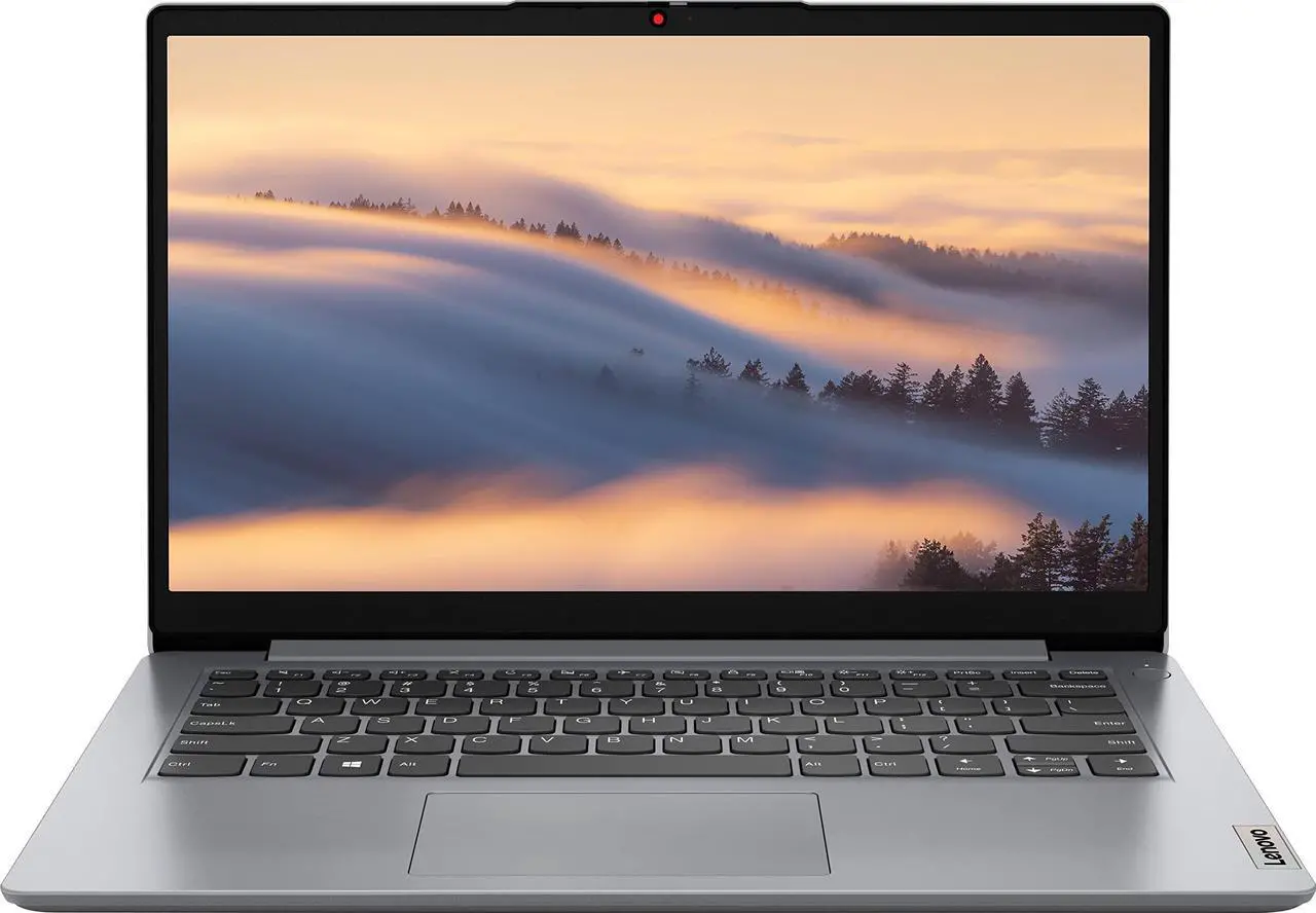 Main image of Lenovo Ideapad 1i Thin Light Laptop, 14.0" HD Display, Intel Celeron N4020(up to 2.80 GHz), 4GB RAM 64GB eMMC, WiFi 6, Webcam, 10Hr Battery, Windows 11 S, Cloud Grey