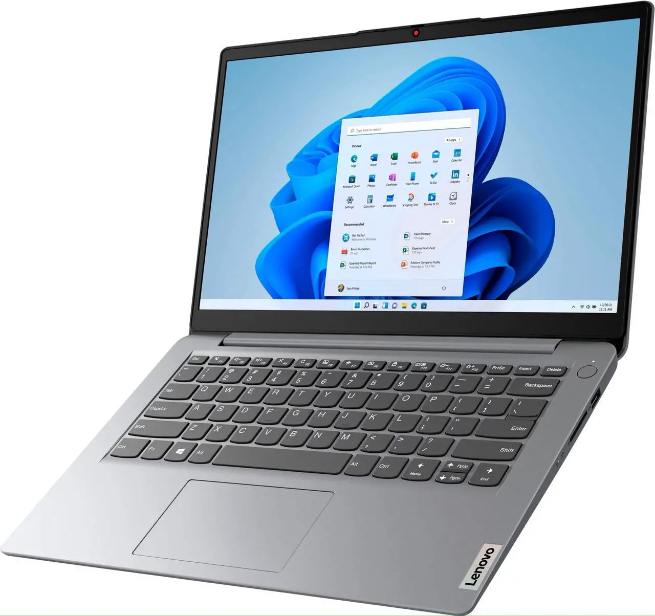 Alt view image 3 of 5 - Lenovo Ideapad 1i Thin Light Laptop, 14.0" HD Display, Intel Celeron N4020(up to 2.80 GHz), 4GB RAM 64GB eMMC, WiFi 6, Webcam, 10Hr Battery, Windows 11 S, Cloud Grey