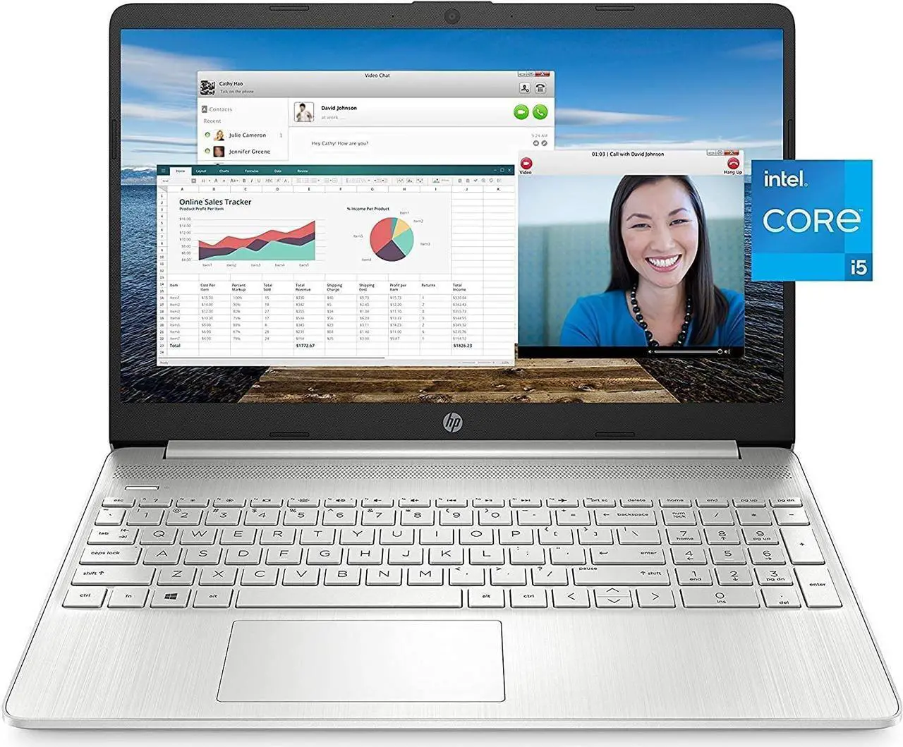 Alt view image 3 of 4 - HP Newest 15.6 FHD IPS Flagship Laptop, 11th Gen Intel 4-Core i5-1135G7 (Up to 4.2GHz, Beat i7-1060G7), 8GB RAM, 512GB PCIe SSD, Iris Xe Graphics, Webcam, Fingerprint, WiFi, Win10 S, ABYS Mouse Pad