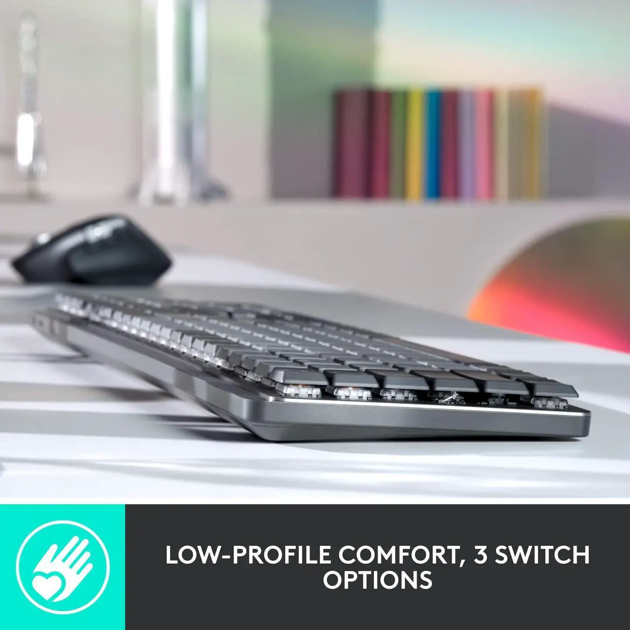 Alt view image 3 of 5 - Logitech MX Mechanical Wireless Illuminated Performance Keyboard, Clicky Switches, Backlit Keys, Bluetooth, USB-C, macOS, Windows, Linux, iOS, Android - With Free Adobe Creative Cloud Subscription