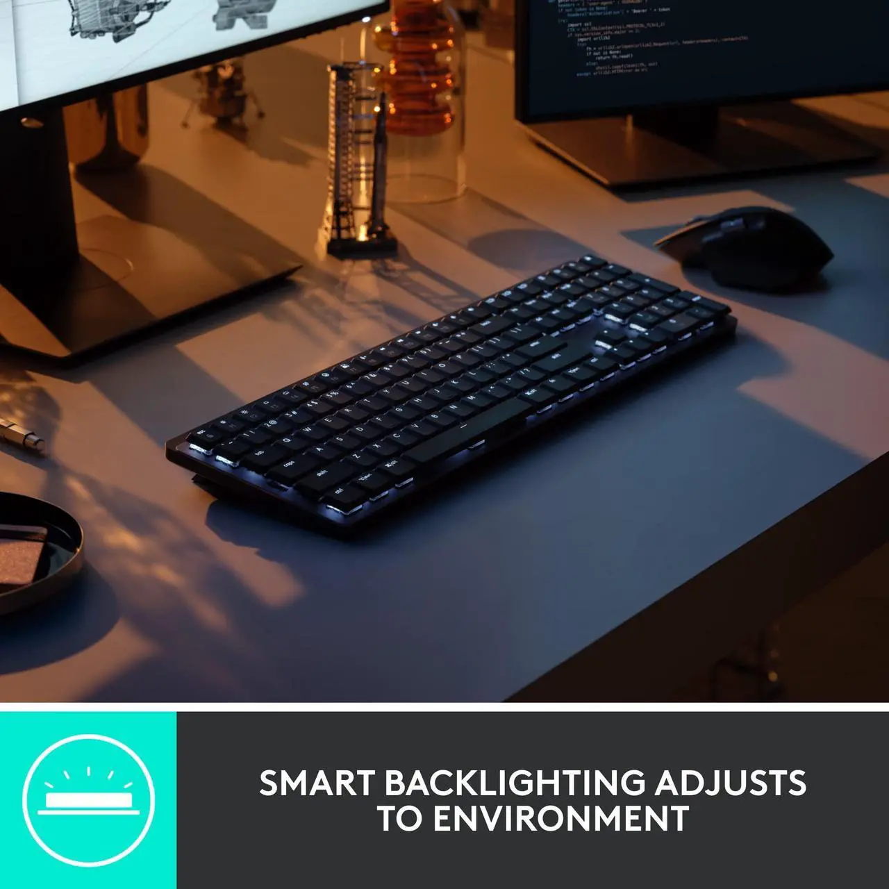 Alt view image 4 of 5 - Logitech MX Mechanical Wireless Illuminated Performance Keyboard, Clicky Switches, Backlit Keys, Bluetooth, USB-C, macOS, Windows, Linux, iOS, Android - With Free Adobe Creative Cloud Subscription