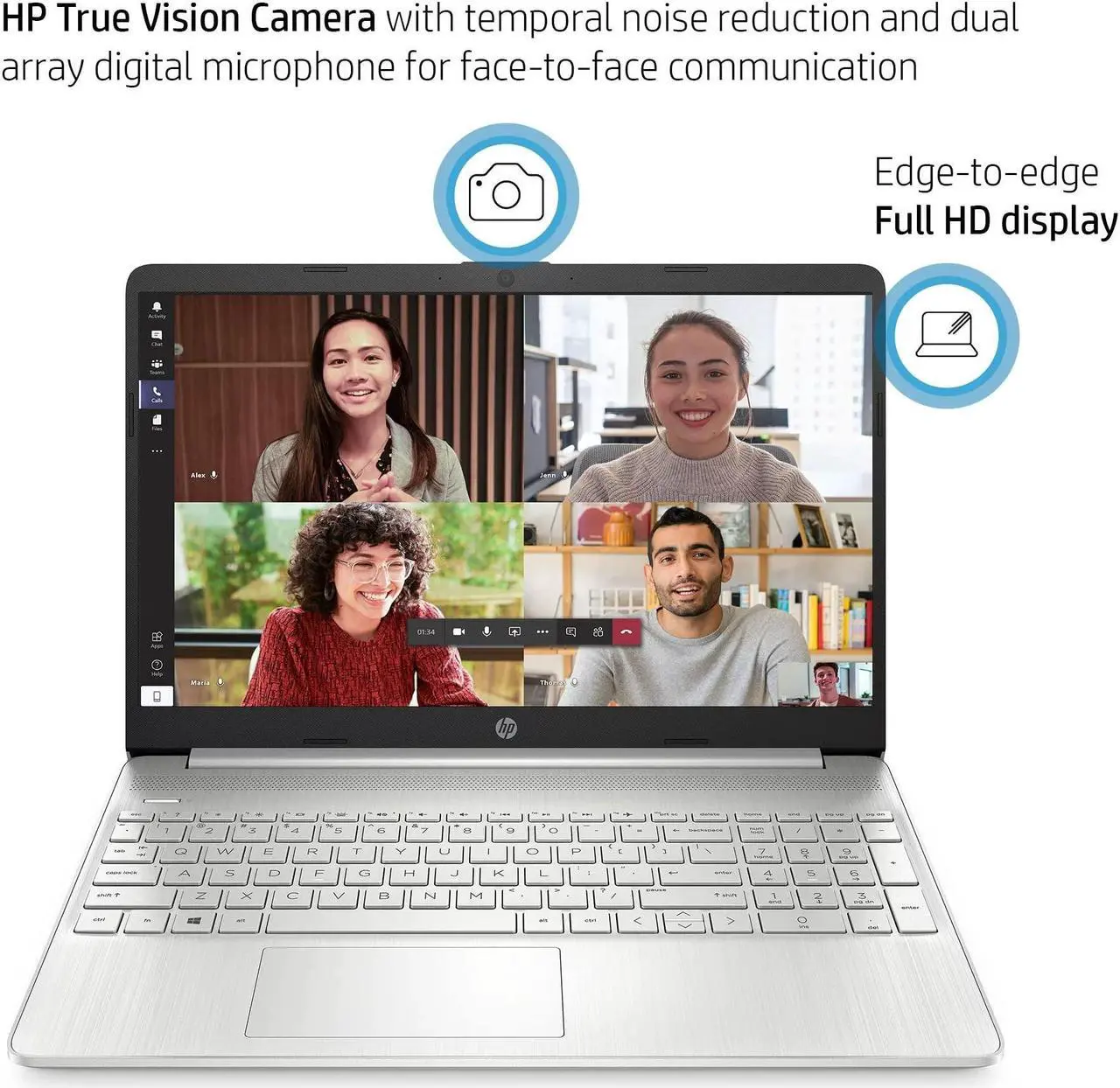 Alt view image 3 of 5 - HP Windows 11 Pro 15 15.6" FHD Business Laptop Computer,11th Gen Intel Core i5-1135G7, 8GB RAM, 256GB SSD, Intel Iris Xe Graphic, Numeric Pad, Long Battery Life, Wi-Fi 5, Bluetooth 4.2, USB, w/Battery
