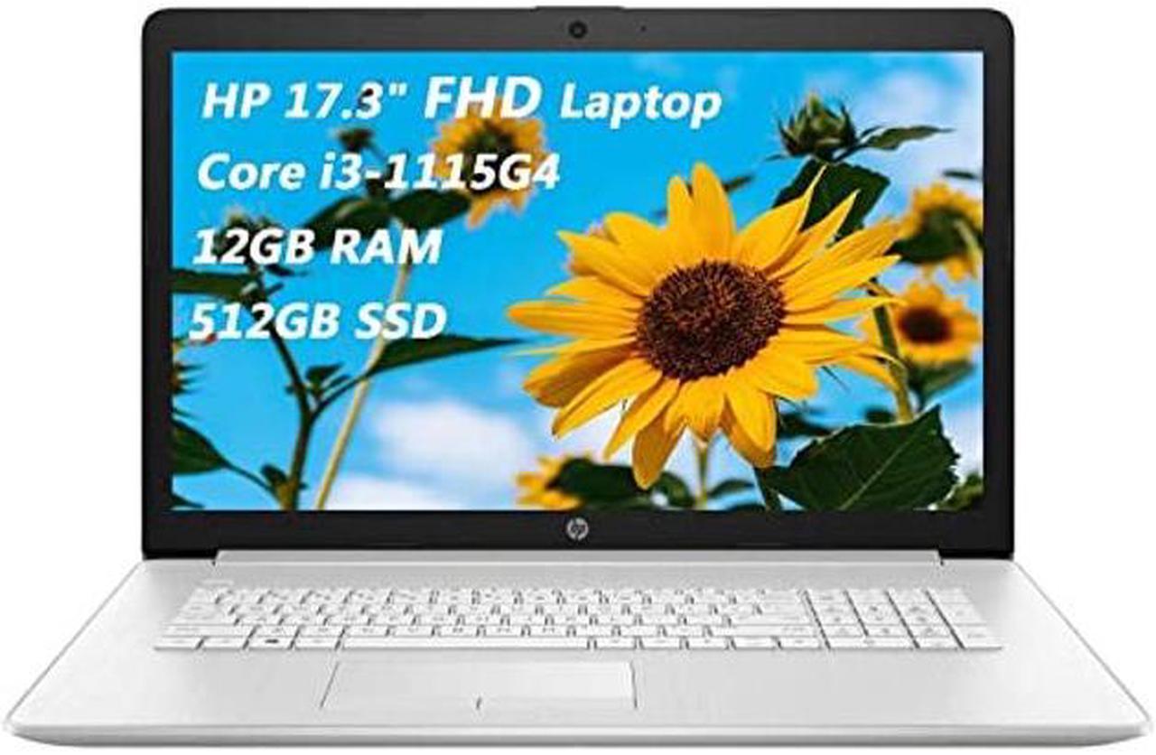 HP 17.3" FHD Laptop, Intel Core i3-1115G4 up to 4.1 GHz, 12GB DDR4 RAM, 512GB PCIe SSD, Bluetooth, HDMI, Webcam, Windows 11, Silver, ABYS Mouse Pad