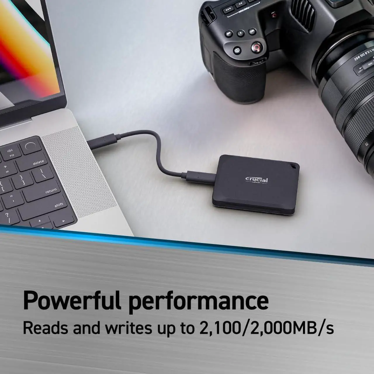 Alt view image 2 of 5 - Crucial X10 Pro 2TB Portable SSD - 2100MB/s Read, 2000MB/s Write, Water/Dust Resistant, for PC and Mac, with Mylio Photos+