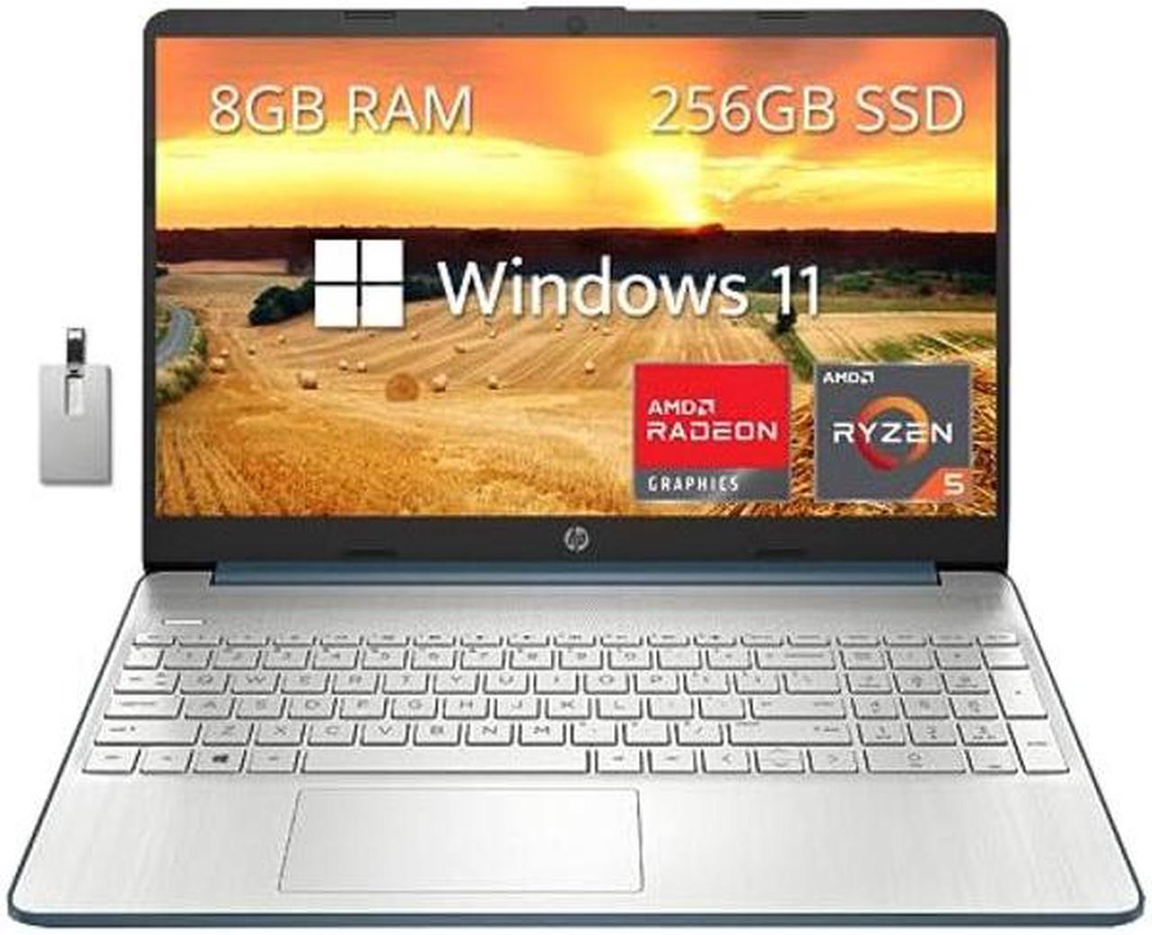 HP 15.6" FHD Laptop, AMD Ryzen 5-5500U Processor, AMD Radeon Graphics, 8GB RAM, 256GB PCIe SSD, HD Webcam, Bluetooth, Wi-fi, Win 11, Blue, 32GB Hotface USB Card