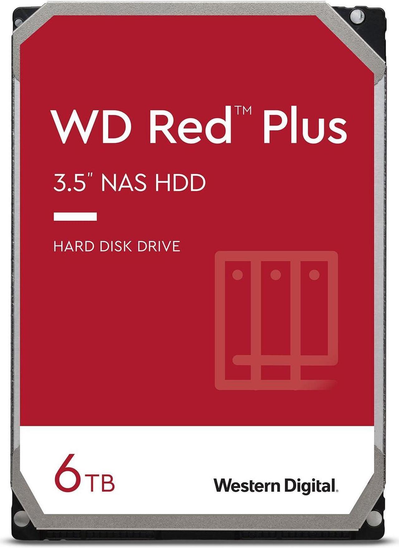 Main image of Western Digital 6TB WD Red Plus NAS Internal Hard Drive HDD - 5400 RPM, SATA 6 Gb/s, CMR, 256 MB Cache, 3.5" -WD60EFPX