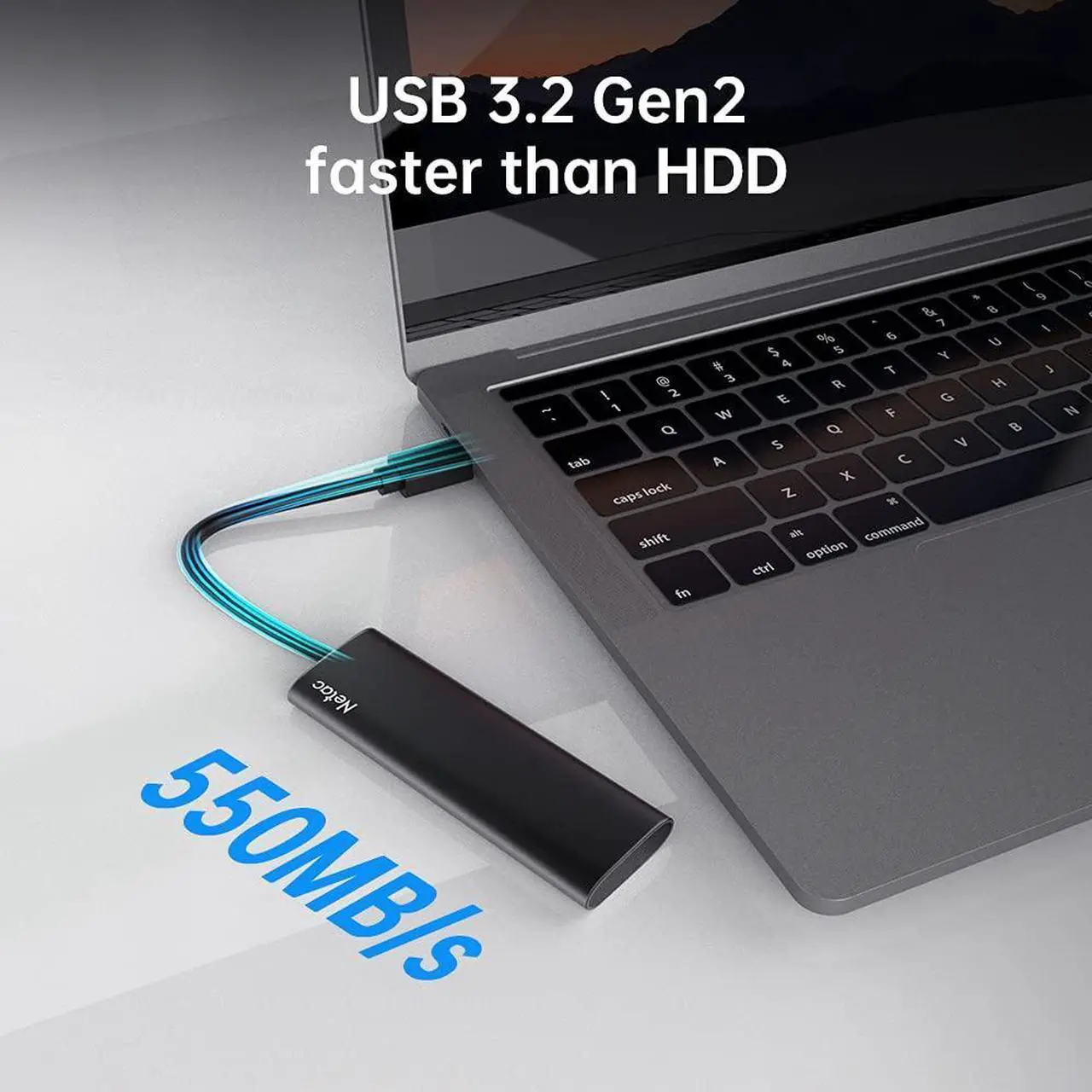Alt view image 2 of 5 - Netac 2TB Portable SSD USB 3.2 Gen 2 (10 Gbps, Type-C) External Solid State Drive Backup Slim Portable Drive for File Storage/Business Travel Essential, Rapid Read & Write Low Noise, Zslim
