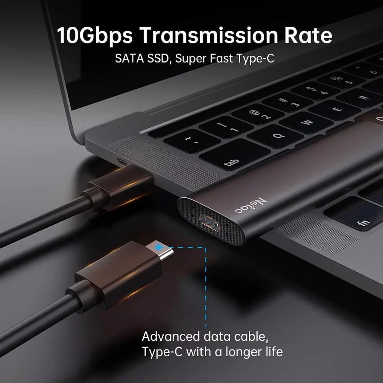 Alt view image 3 of 5 - Netac 2TB Portable SSD USB 3.2 Gen 2 (10 Gbps, Type-C) External Solid State Drive Backup Slim Portable Drive for File Storage/Business Travel Essential, Rapid Read & Write Low Noise, Zslim