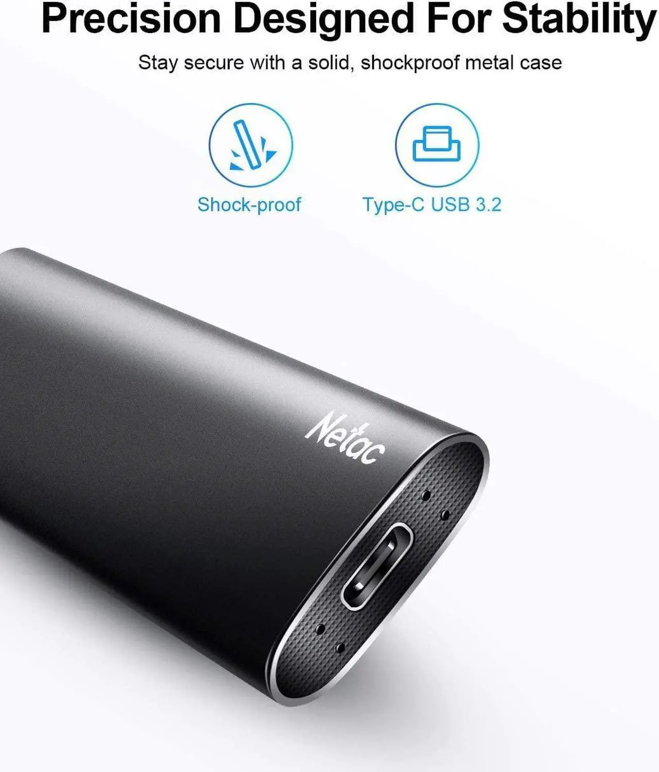 Alt view image 5 of 5 - Netac 2TB Portable SSD USB 3.2 Gen 2 (10 Gbps, Type-C) External Solid State Drive Backup Slim Portable Drive for File Storage/Business Travel Essential, Rapid Read & Write Low Noise, Zslim