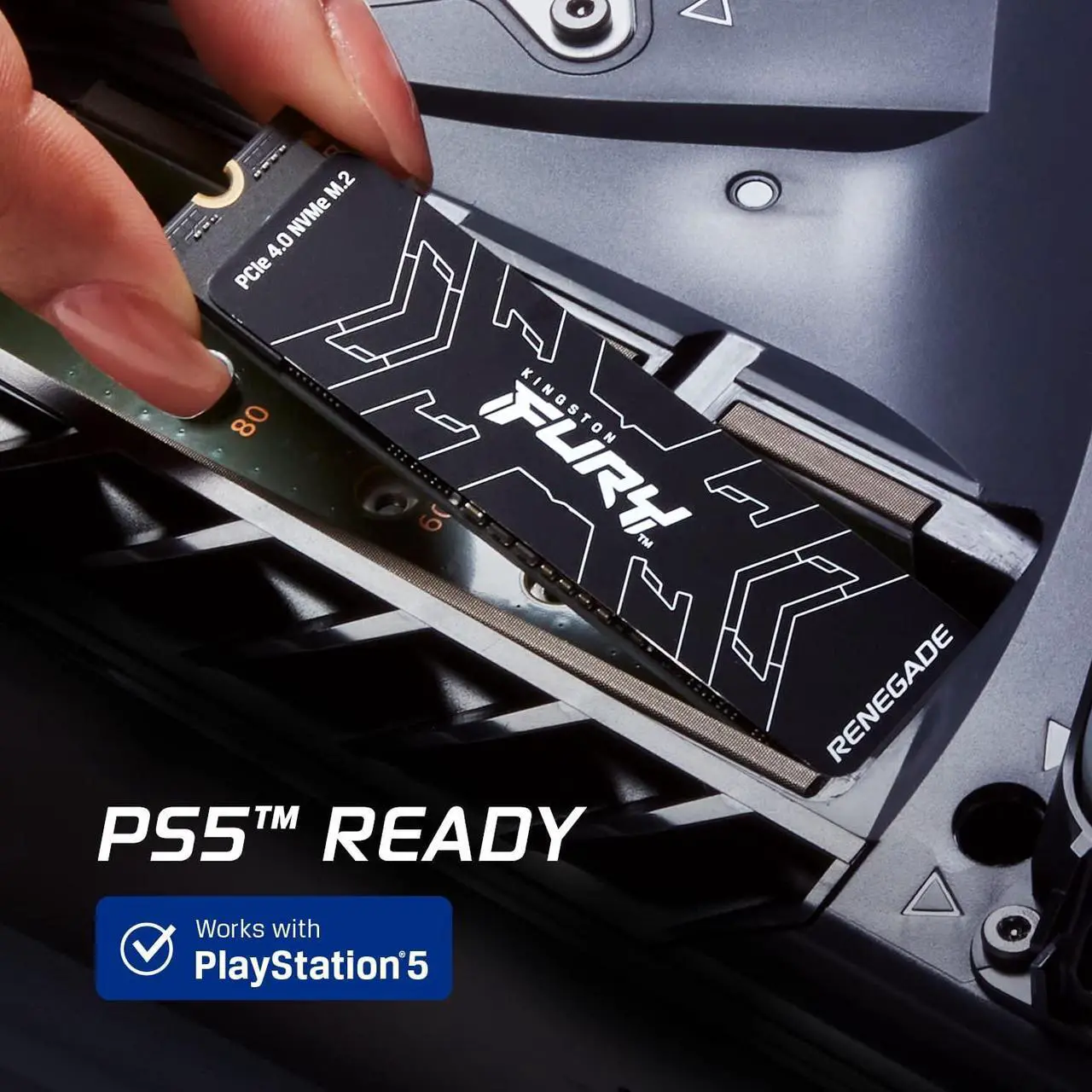 Alt view image 3 of 5 - Kingston FURY Renegade 2TB PCIe Gen 4.0 NVMe M.2 Internal Gaming SSD | Up to 7300 MB/s | Graphene Heat Spreader | 3D TLC NAND | Works with PS5 | SFYRD/2000G, Solid State Drive