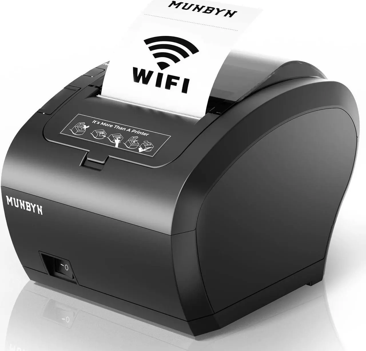 Alt view image 2 of 5 - MUNBYN WiFi Receipt Printer with USB Port, 80mm POS Printer and Black Cash Register Drawer, 16" Wide Cash Drawer with Removable Coin Tray