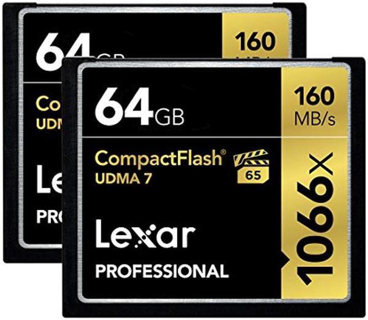 Main image of Lexar Professional 1066x 64GB (2-Pack) CompactFlash Card, Up to 160MB/s Read, for Professional Photographer, Videographer, Enthusiast (LCF64GCRBNA10662)