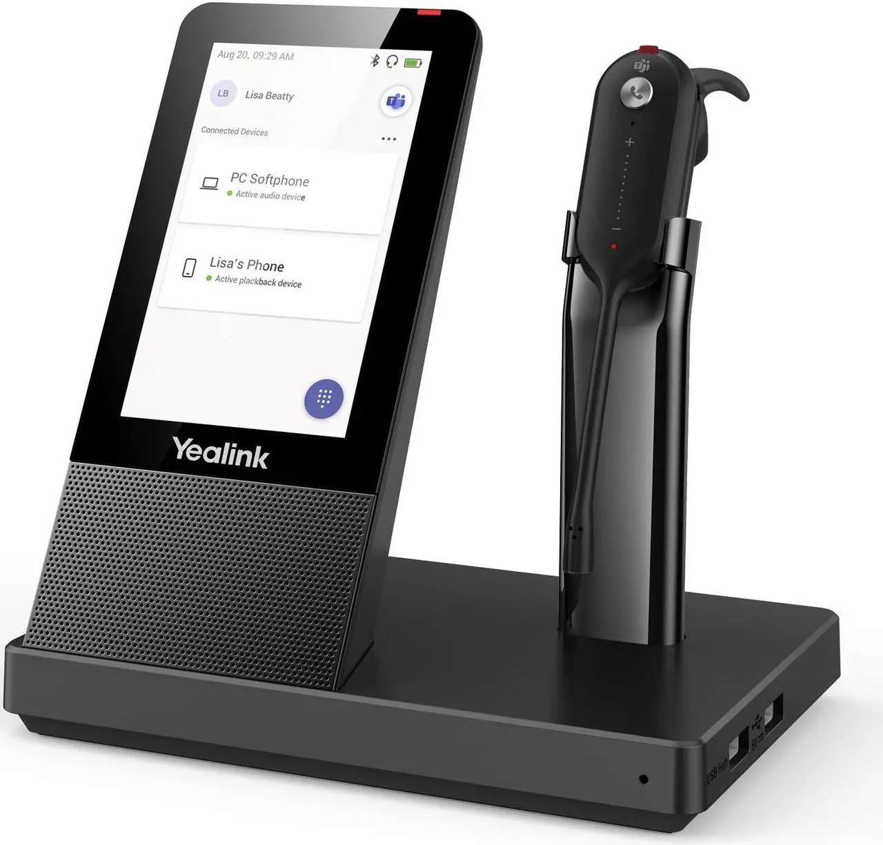 Main image of Yealink WH67 Wireless DECT Headset Teams Certified,Long Wireless Range 120m/394ft,Talk Time 8H,Speaker,Work with PC/Laptop/Desk Phone,and Cell Phone (USB-A,Bluetooth),Noise Canceling Microphone
