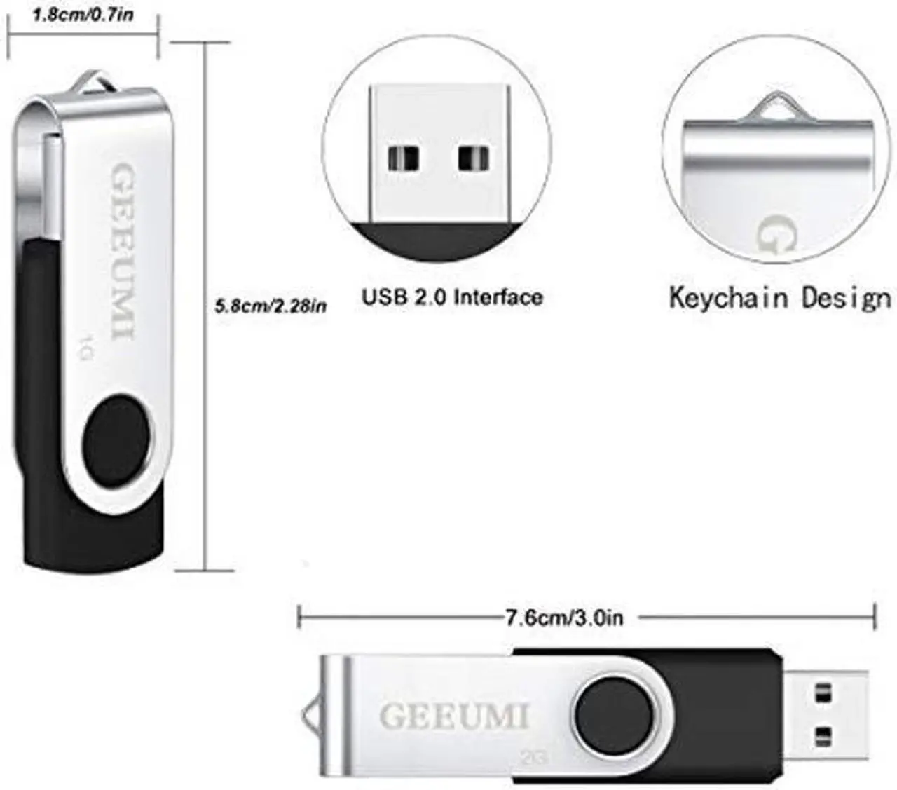 Alt view image 3 of 5 - Wholesale USB Flash Drive 2.0 Thumb Drive 1GB,GEEUMI 50 Pack USB Memory Stick,Data Storage USB Drive,Portable Jump Drive Zip Drive with Keychain