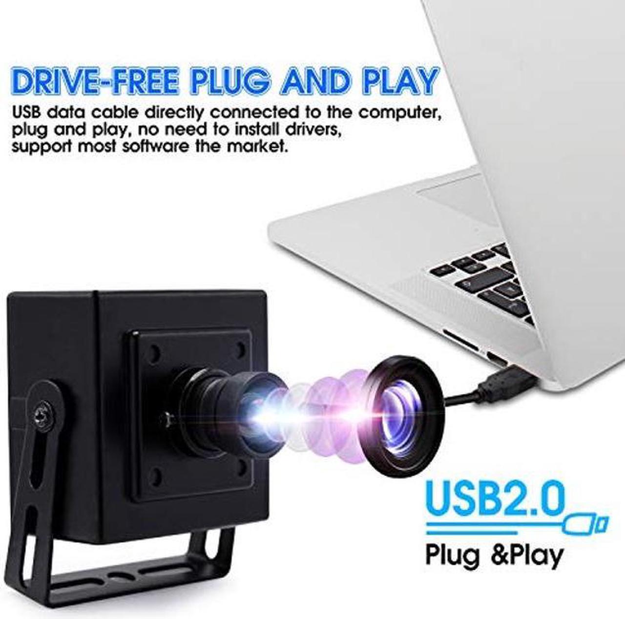 Alt view image 3 of 5 - 13 Megapixel USB Camera No Distortion Fixed Focus Webcam with Aluminum Case HD Webcamera MJPEG 15fps 3840x2880 Sony IMX214 Sensor USB with Camera for Computer PC Laptop Desktop,Support Most OS