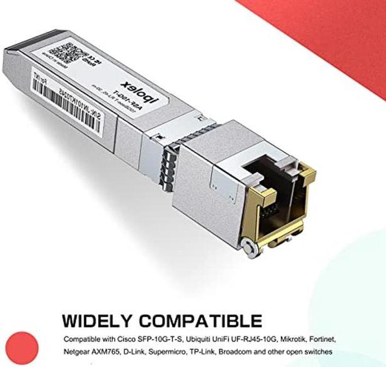 Alt view image 2 of 4 - 10G SFP+ RJ45 Copper Transceiver, 10GBase-T RJ-45 SFP+ Module, up to 80 Meters for Cisco, Ubiquiti UniFi, Mikrotik, Fortinet, Netgear, D-Link, Supermicro, TP-Link (CAT.6a/CAT7), 2 Pack