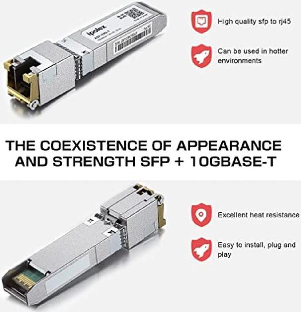 Alt view image 3 of 4 - 10G SFP+ RJ45 Copper Transceiver, 10GBase-T RJ-45 SFP+ Module, up to 80 Meters for Cisco, Ubiquiti UniFi, Mikrotik, Fortinet, Netgear, D-Link, Supermicro, TP-Link (CAT.6a/CAT7), 2 Pack