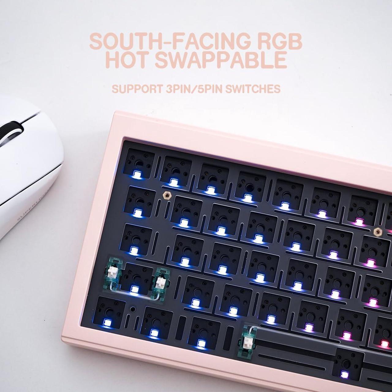 Alt view image 3 of 5 - SUEHIODHY CIDOO V65 V2 Hot Swappable Mechanical Keyboard Kit, 65% Gasket Mount Aluminum CNC Casing with VIA Programmable Volume Knob Gaming Keyboard for Win/Mac (Pink)