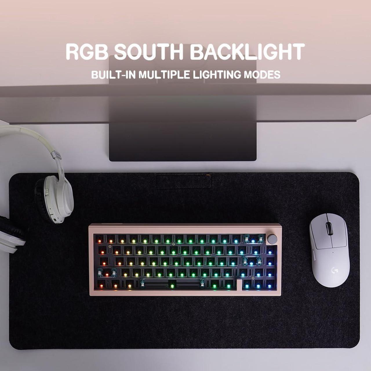 Alt view image 5 of 5 - SUEHIODHY CIDOO V65 V2 Hot Swappable Mechanical Keyboard Kit, 65% Gasket Mount Aluminum CNC Casing with VIA Programmable Volume Knob Gaming Keyboard for Win/Mac (Pink)