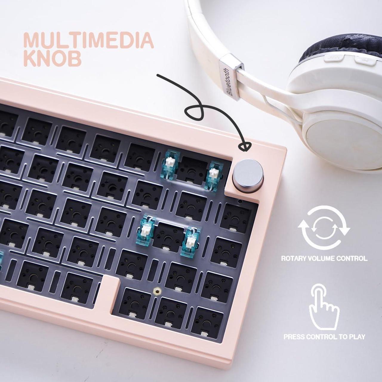 Alt view image 4 of 5 - SUEHIODHY CIDOO V65 V2 Hot Swappable Mechanical Keyboard Kit, 65% Gasket Mount Aluminum CNC Casing with VIA Programmable Volume Knob Gaming Keyboard for Win/Mac (Pink)