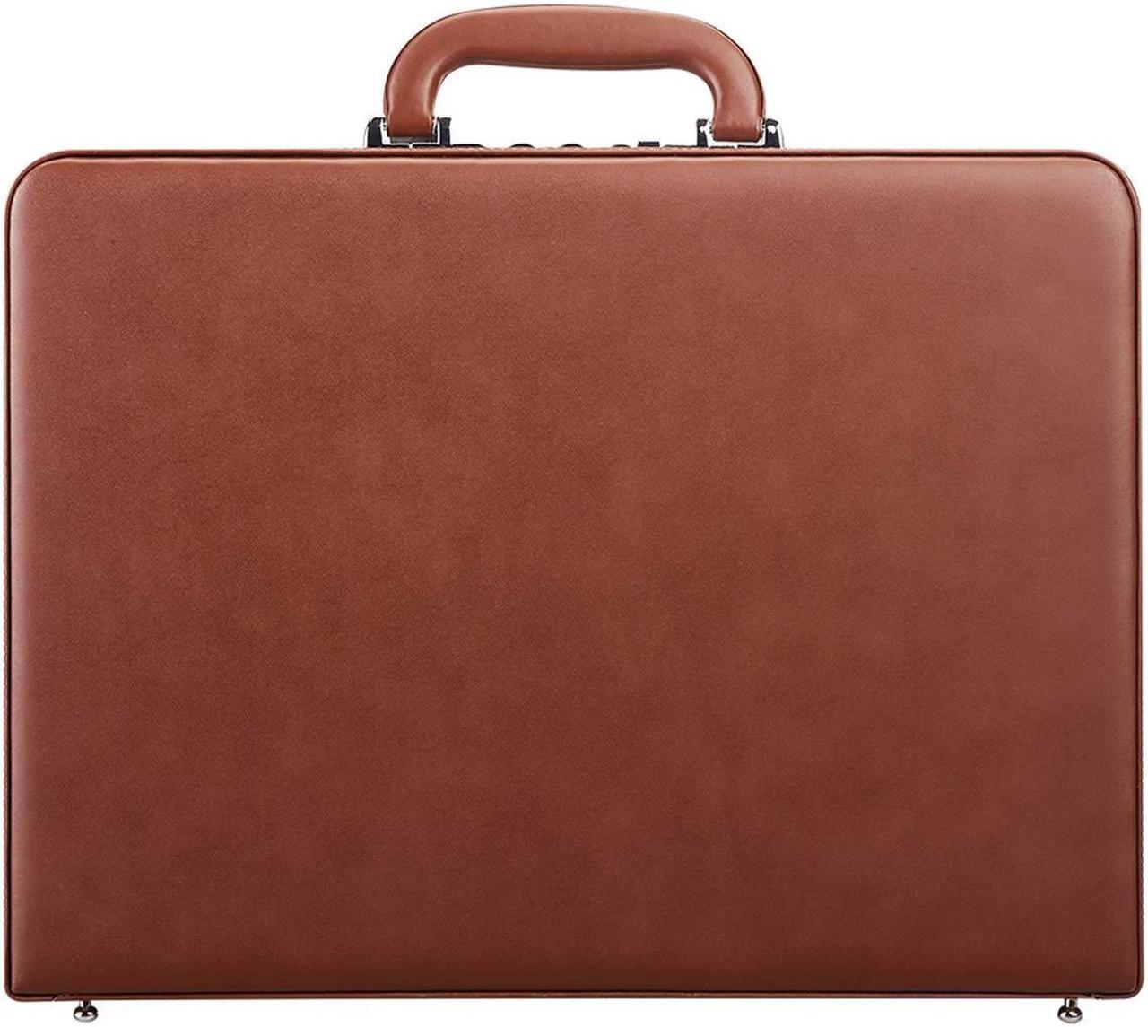 Main image of YUEMAI Hard Attache Bonded Leather Briefcases for Men Women/Slim Hard-Sided Laptop Brief Case with Combination Locks - Brown