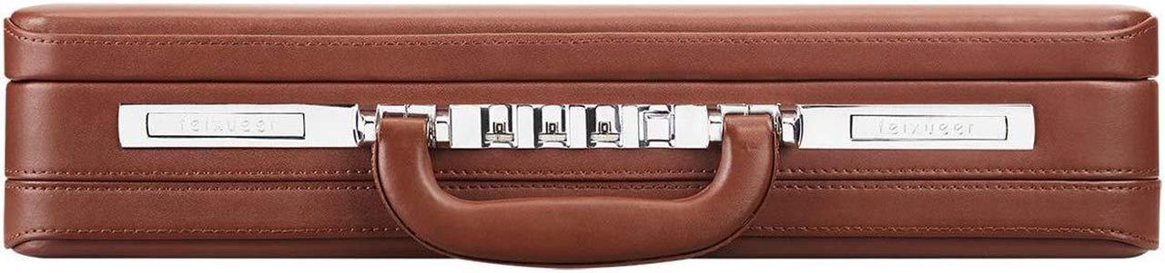 Alt view image 2 of 5 - YUEMAI Hard Attache Bonded Leather Briefcases for Men Women/Slim Hard-Sided Laptop Brief Case with Combination Locks - Brown