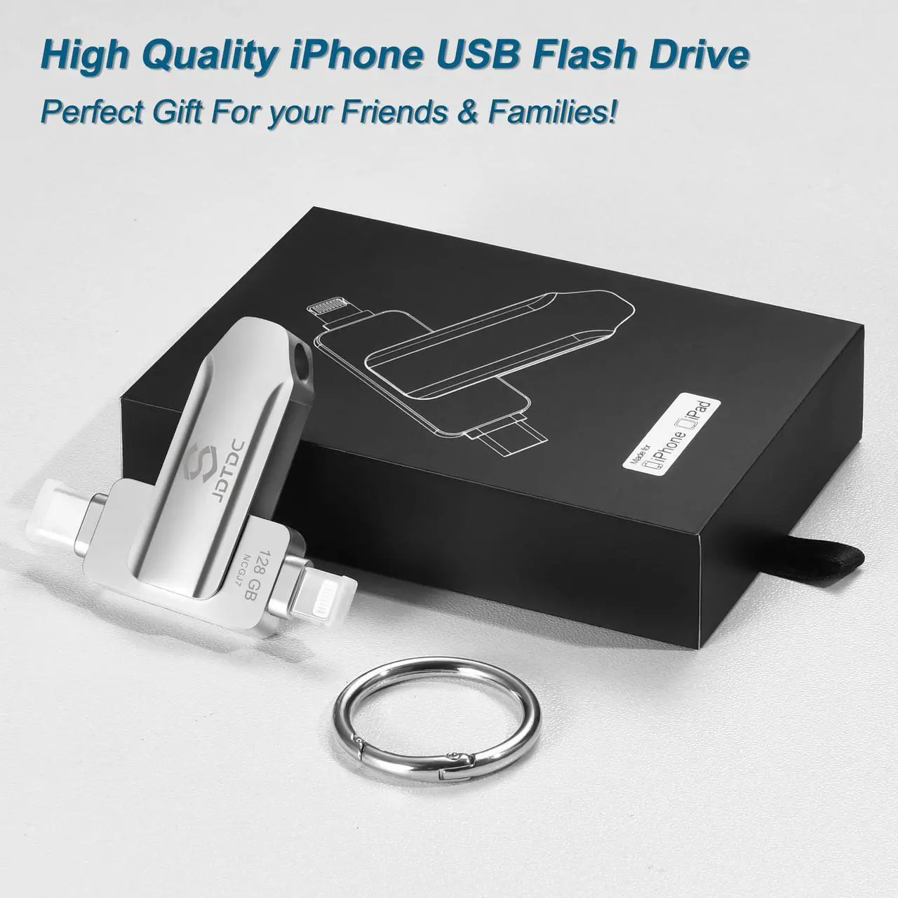 Alt view image 3 of 5 - Apple MFi Certified Photo Storage Stick for iPhone iPad Memory External Storage for iPhone Thumb Drive iPhone Lightning USB Flash Drive iPhone Backup Stick