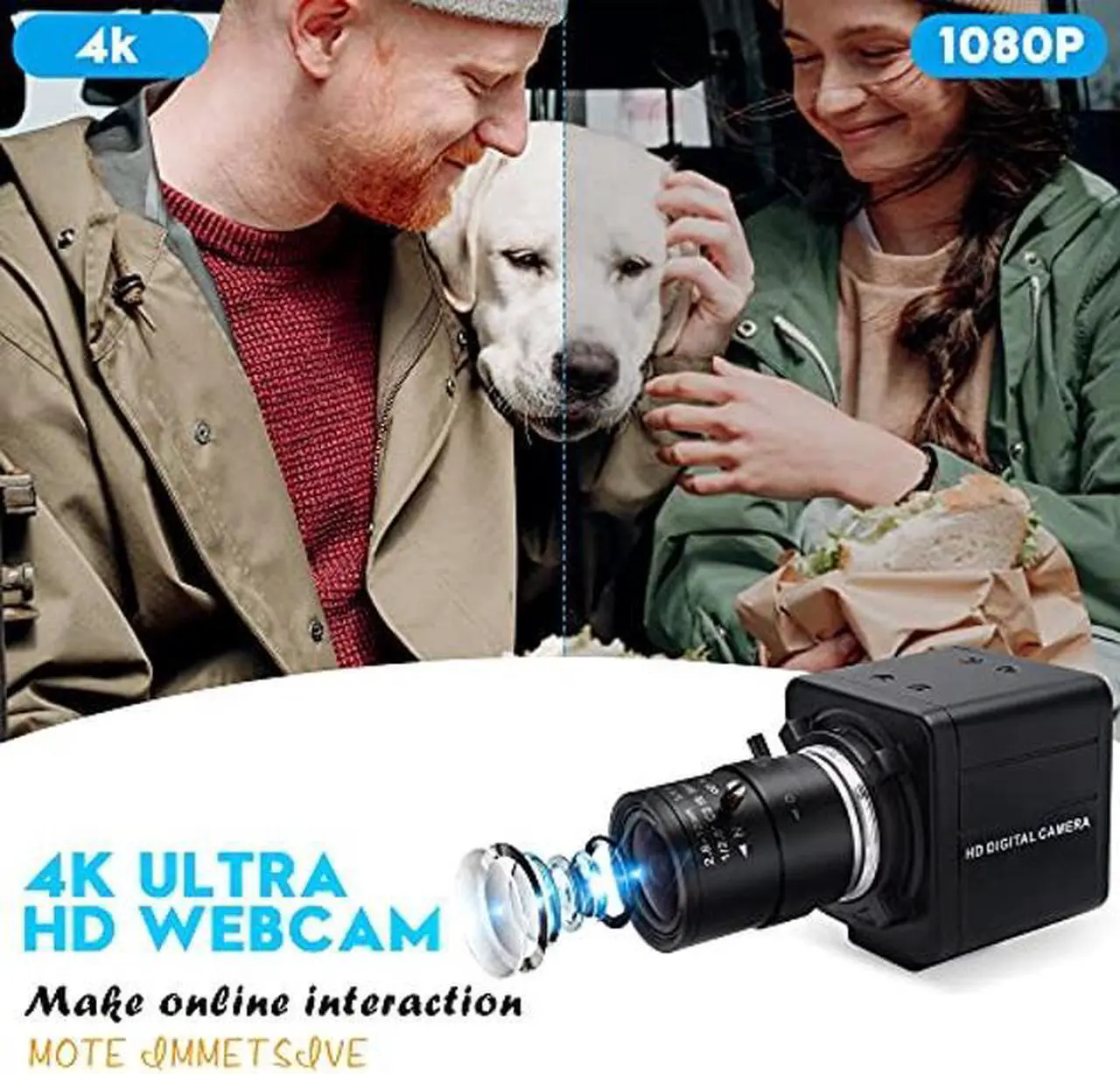 Alt view image 3 of 5 - 4K Webcam with 2.8-12mm Varifocal Lens, Plug&Play Sony IMX317 Sensor USB Camera Video Surveillance Streaming Computer Webcam 3840x2160@30fps USB Camera for Windows Linux Android Mac
