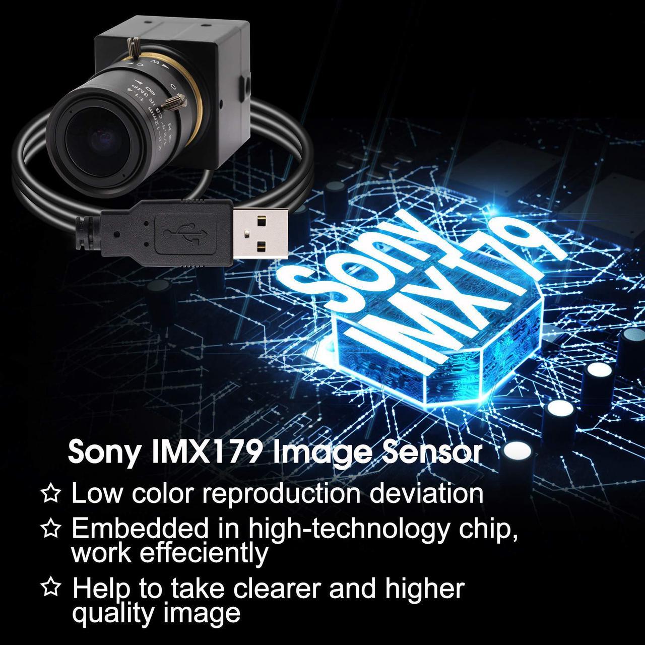 Alt view image 5 of 5 - Hotpet 2.8-12mm Varifocal Lens USB Camera 8 Megapixel Webcamera with (1/3.2") IMX179 Image Sensor Webcam Super High Difinition 3264X2448 USB Camera Outdoor Indoor Webcamera for Video Systems