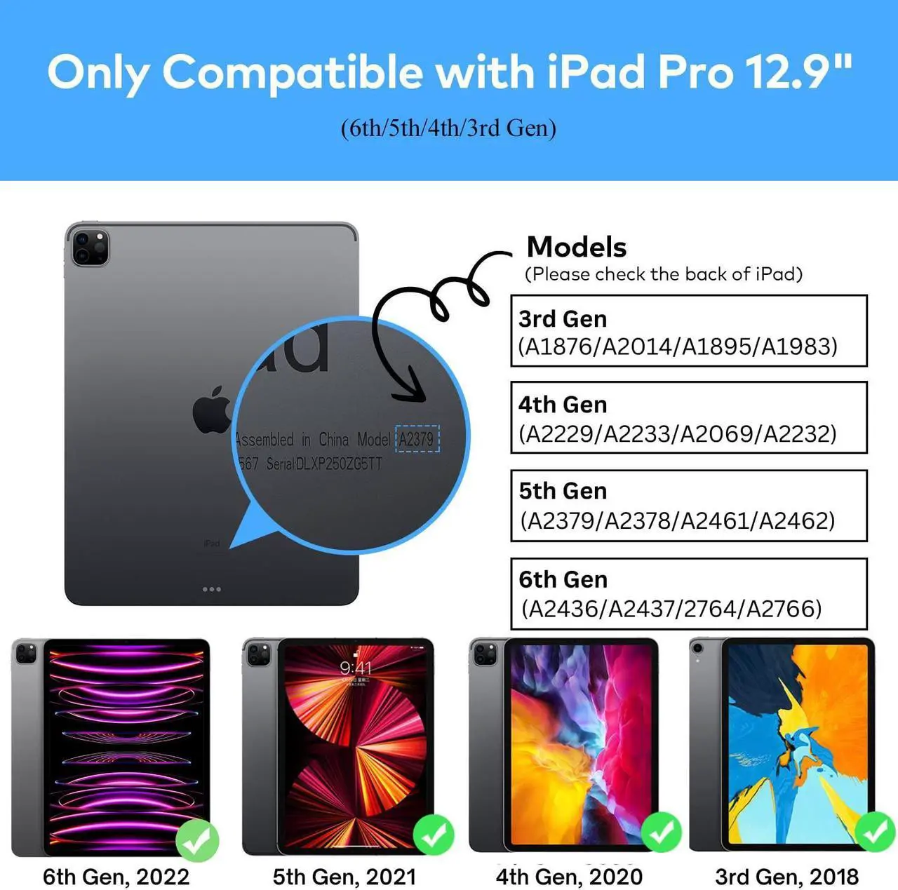 Alt view image 2 of 5 - Keyboard Case for iPad Pro 12.9 inch 2022-6th / 2021-5th / 2020-4th / 2018-3rd Generation - Magnetic Keyboard Case with Multi-Touch Trackpad - Floating Cantilever Stand- Backlit Wireless Keyboard