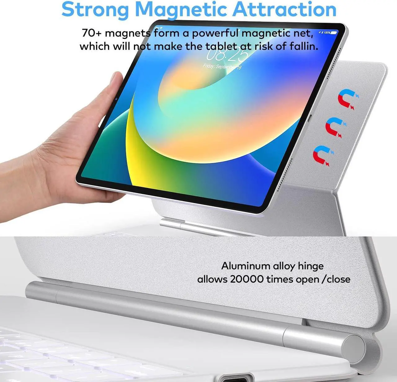 Alt view image 4 of 5 - Keyboard Case for iPad Pro 12.9 inch 2022-6th / 2021-5th / 2020-4th / 2018-3rd Generation - Magnetic Keyboard Case with Multi-Touch Trackpad - Floating Cantilever Stand- Backlit Wireless Keyboard