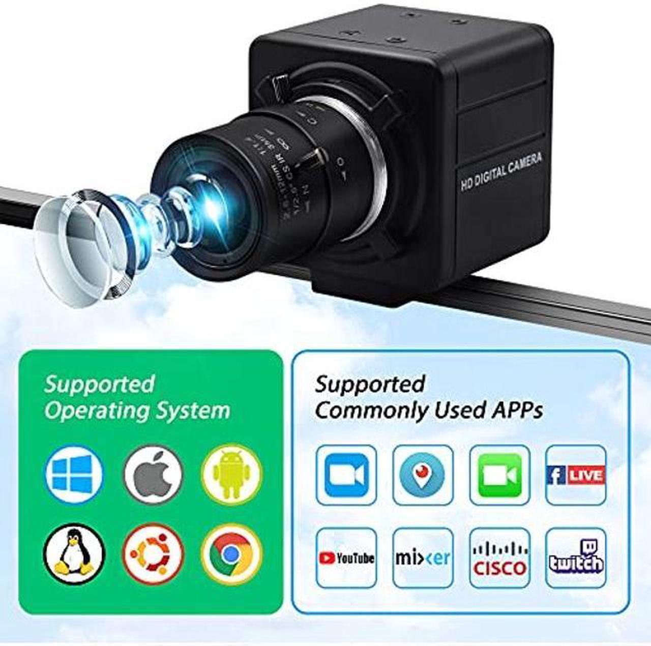 Alt view image 3 of 5 - 4K USB Camera Manual Zoom Webcam 2.8-12mm Variable Focus PC Camera for Computer Mini UVC USB2.0 Web Camera IMX317 Varifocal USB with Camera Industrial Video Close-up Camera for Laptop Android Mac